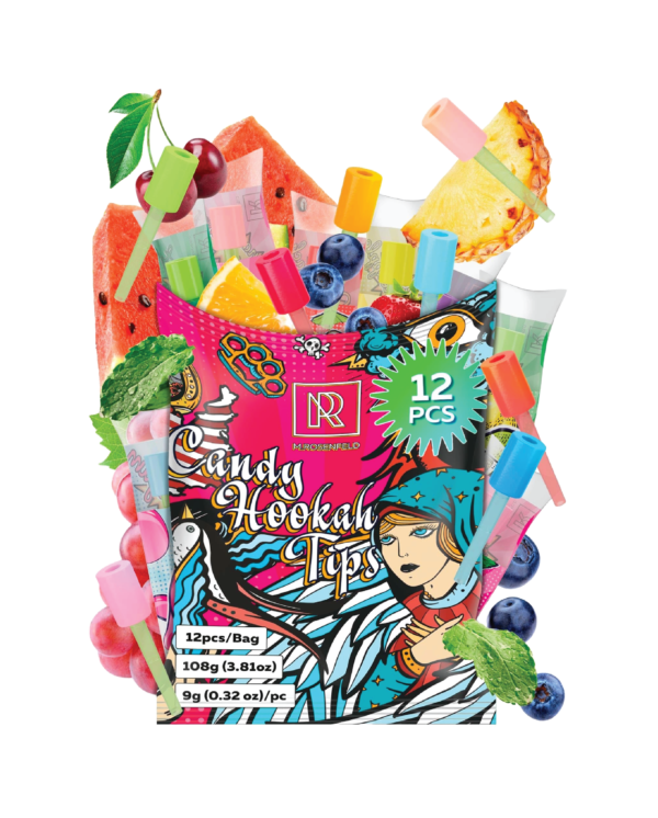 Glow-in-The-Dark Candy Hookah Tips, 12 Delicious Flavors, Individually Wrapped Lollipop Shisha Accessories - Fun & Exciting Hookah Experience