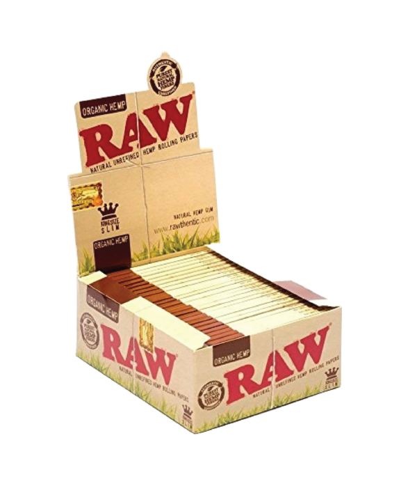 Raw King Size Slim Organic Hemp Rolling Papers, 32 Count (Pack of 4)